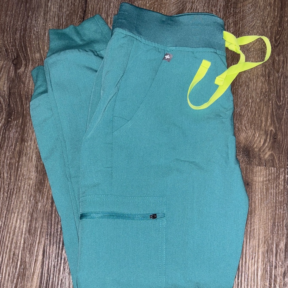 Figs Jogger Pants with Neon Yellow Ties